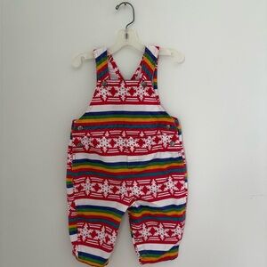 Vintage Baby Gap Rainbow Stripe Snowflake Overalls 12-18 Months
